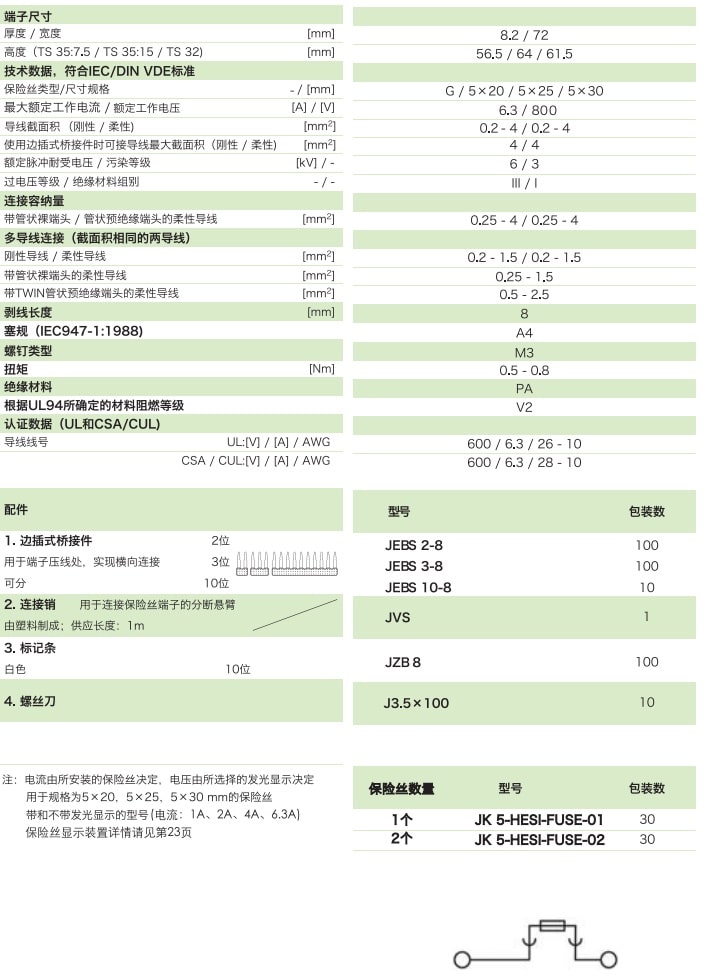 分?jǐn)嘈凼奖ｋU(xiǎn)絲端子 JK5-HESI-FUSE